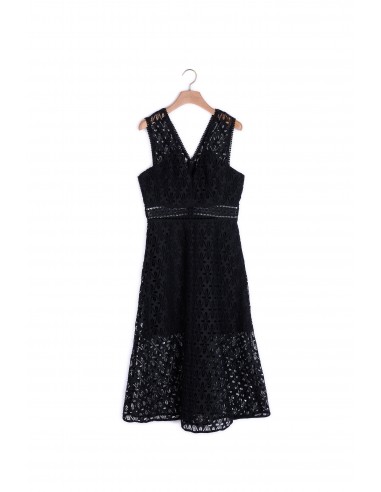 Robe midi en guipure anglaise basket pas cher