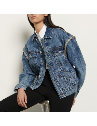 Veste en jean ornée de strass livraison gratuite